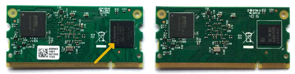 Compute module versions (back side)