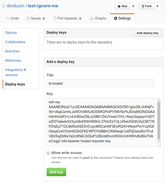 Adding a deploy key