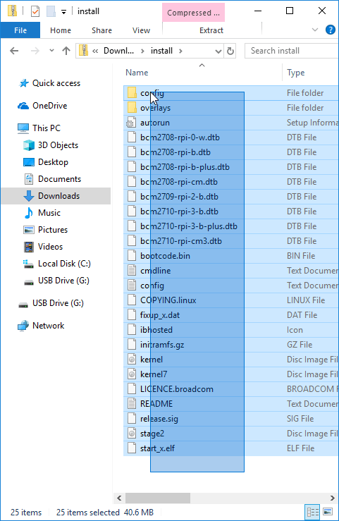 Selecting all files