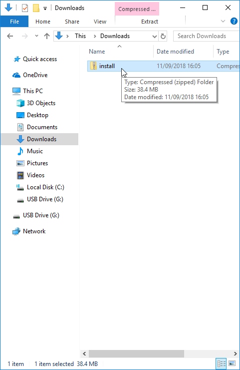 Locating install.zip
