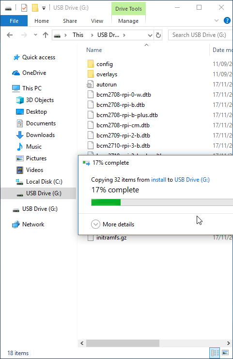 Copying the files